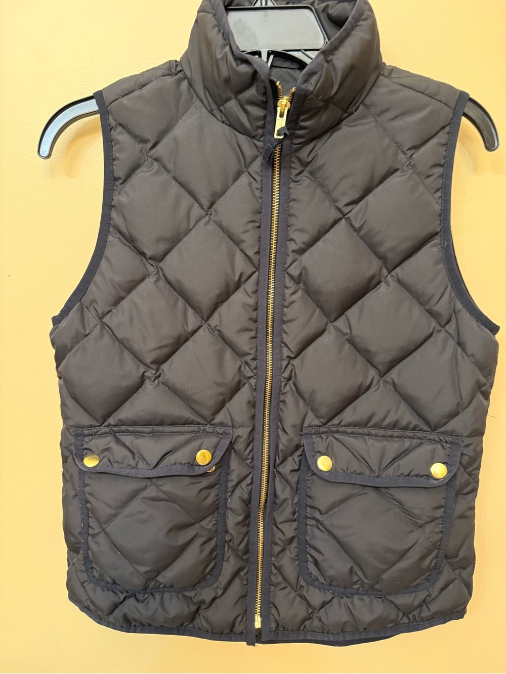 J. Crew Kids Quilted Puffer Vest - Black with Gold Hardware